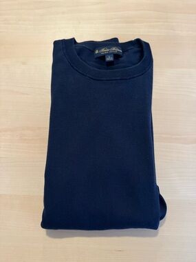Brooks Brothers Mens Supima Cotton Crewneck Sweater In Navy Blue, Large